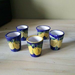 4 Vietri Hand Painted Italy Shot Glasses Pottery